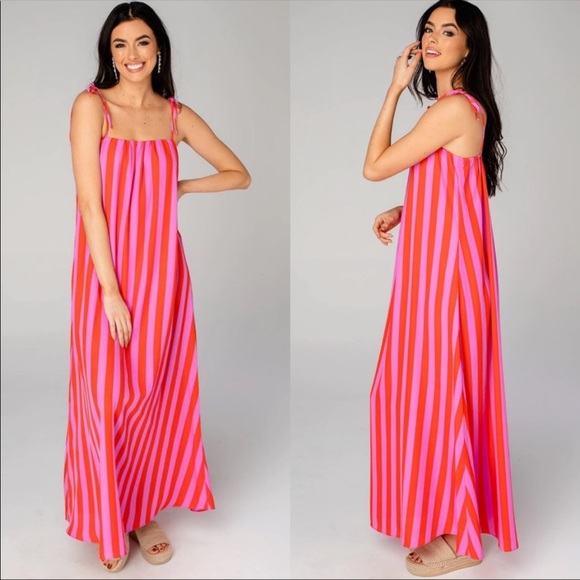 Buddy Love Dresses & Skirts - NEW Buddy Love Barton fuschia/ red stripe Hot Tamale maxi dress size medium